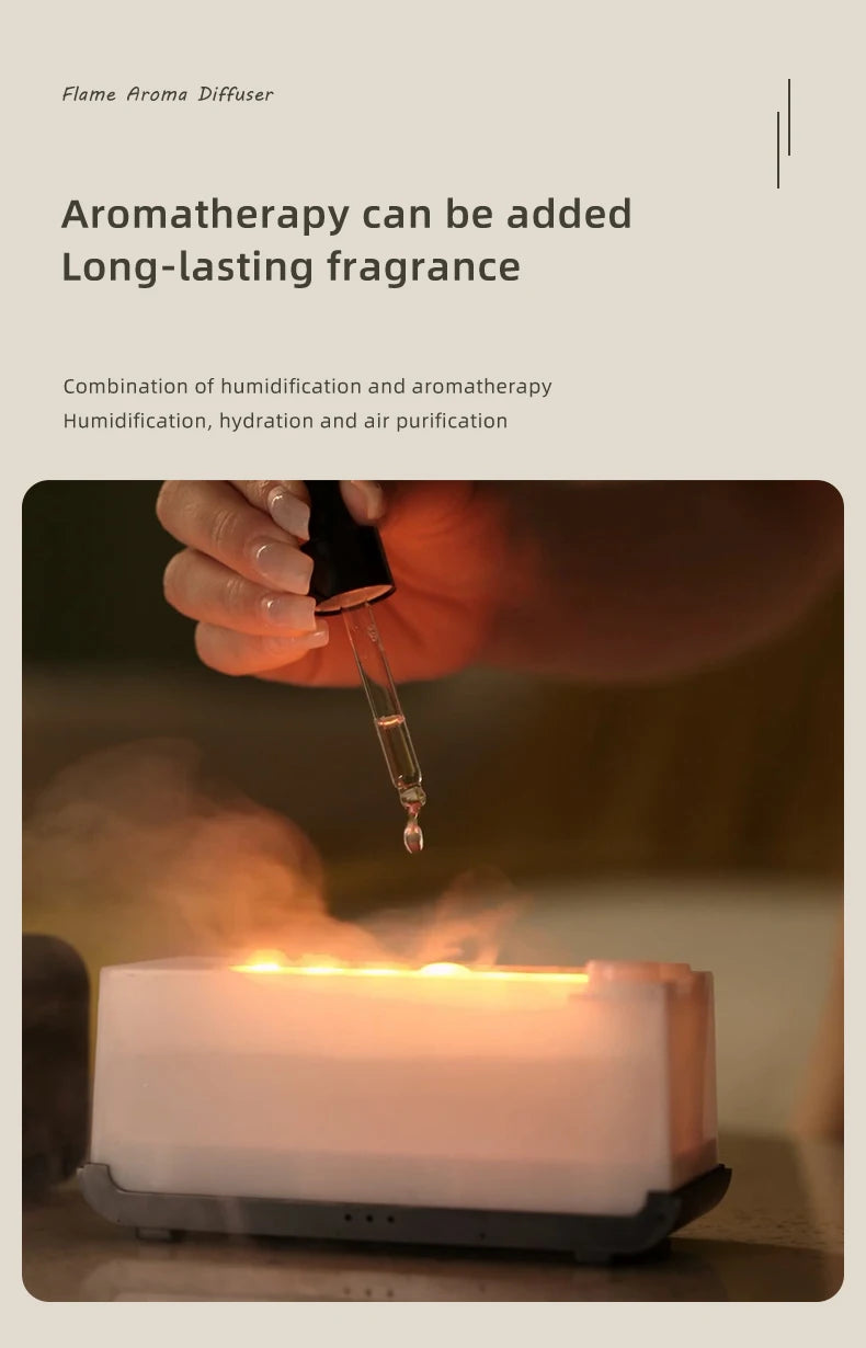 Aroma Diffuser Simulation Colorful Flame Air Humidifier Can add Essential Oil Timing Setting Ultrasonic Cool Mist Maker Fogger