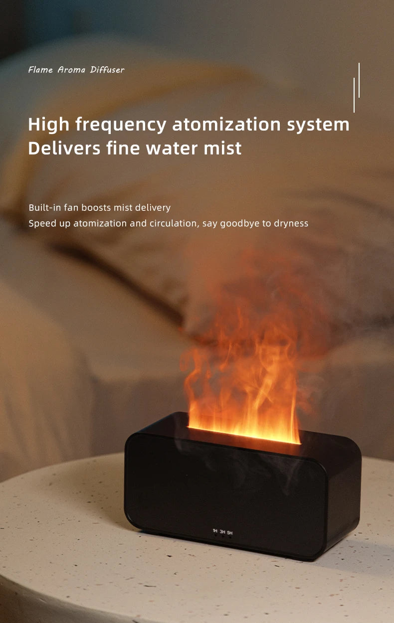 Aroma Diffuser Simulation Colorful Flame Air Humidifier Can add Essential Oil Timing Setting Ultrasonic Cool Mist Maker Fogger